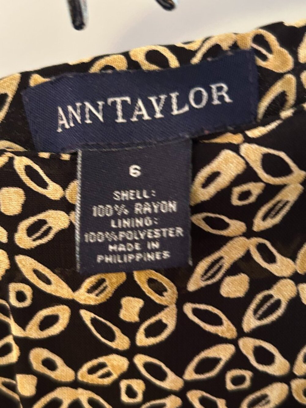 Ann Taylor Black and Gold Geo Print Wrap Skirt